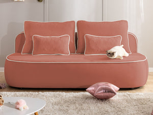 SAGA 3 SEATER SOFA BED - CORAL PINK