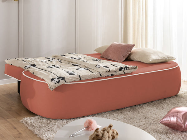 SAGA 3 SEATER SOFA BED - CORAL PINK