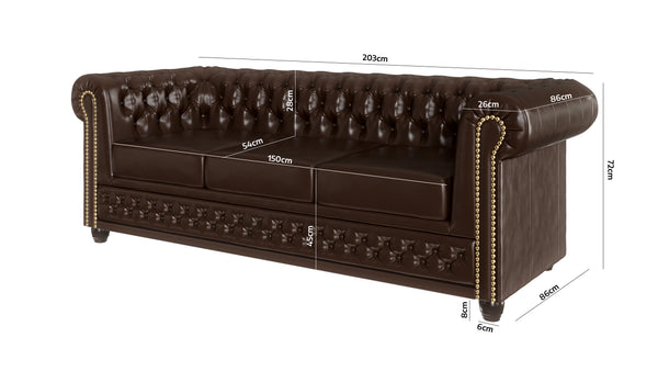 YORK 3+2+1 SEATER SOFA SET BROWN