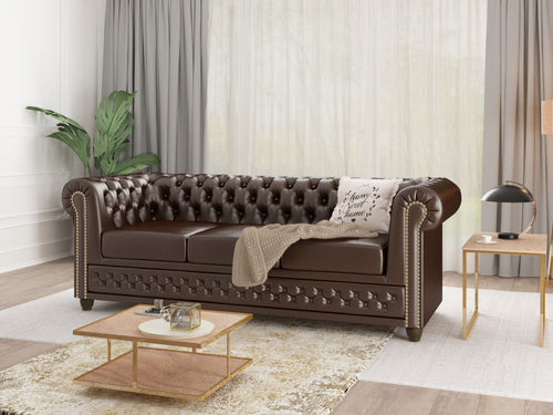 YORK 3 SEATER SOFA BROWN
