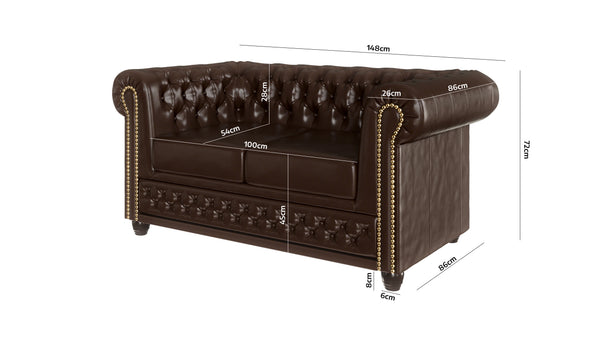 YORK 2 SEATER SOFA BROWN