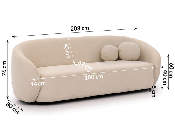 BLOOM 3 SEATER SOFA BEIGE