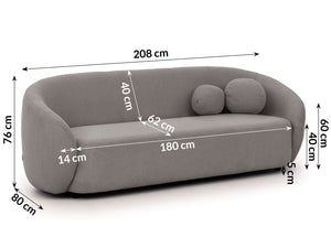 BLOOM 3 SEATER SOFA GREY