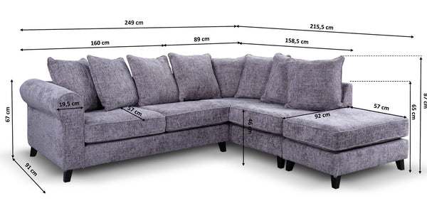 SANDERSON L-SHAPED LEFT HAND FACING CORNER SOFA - GREY
