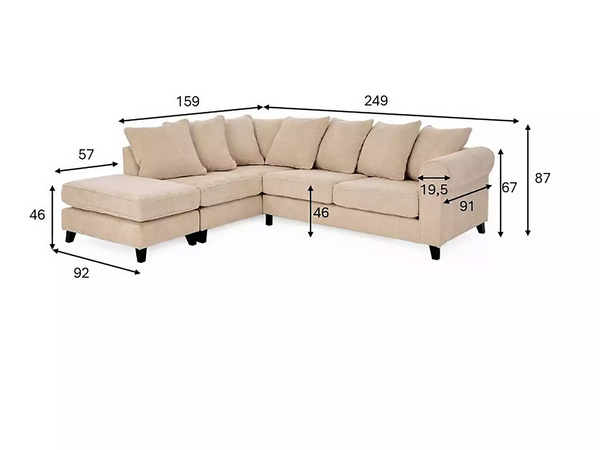 SANDERSON L-SHAPED LEFT HAND FACING CORNER SOFA - NATURAL