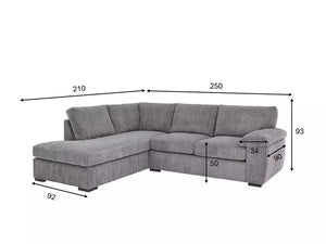 AMALFI L-SHAPED LEFT HAND FACING GREY CORNER SOFA