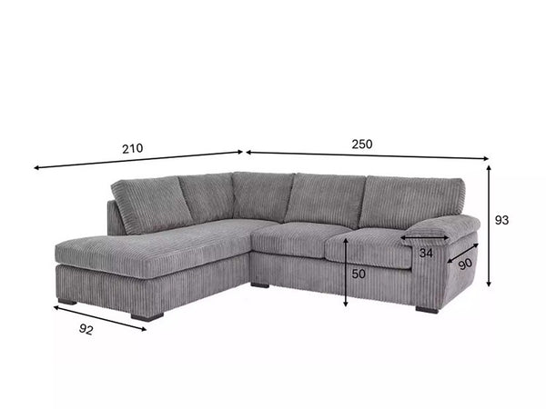AMALFI L-SHAPED LEFT HAND FACING GREY CORNER SOFA