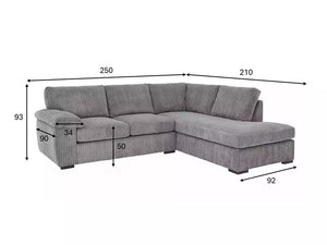 AMALFI L-SHAPED RIGHT HAND FACING GREY CORNER SOFA