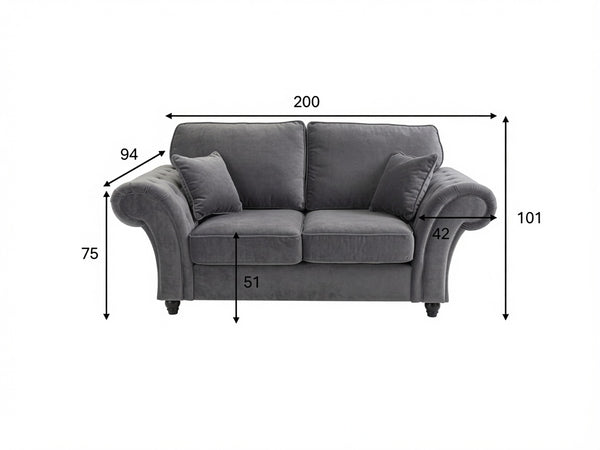WINDSOR 2 SEATER SOFA - GREY