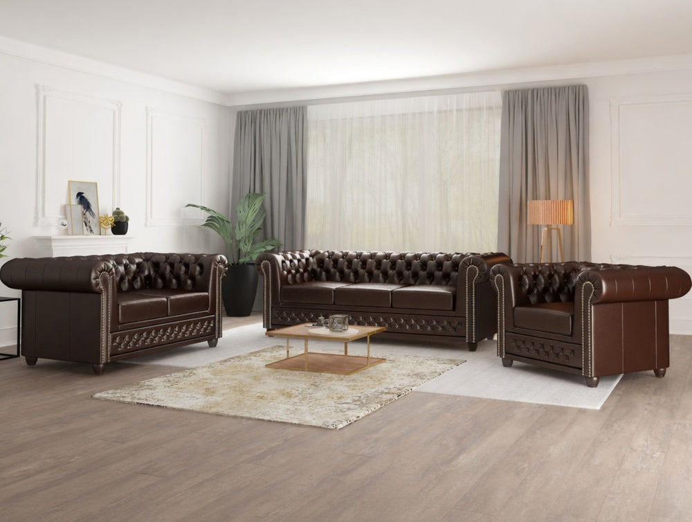 YORK 3+2+1 SEATER SOFA SET BROWN
