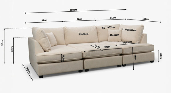 CARNABY U-SHAPED CORNER SOFA - BEIGE