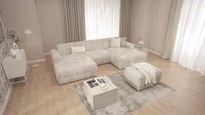 MELVA U-SHAPED CORNER SOFA - BEIGE