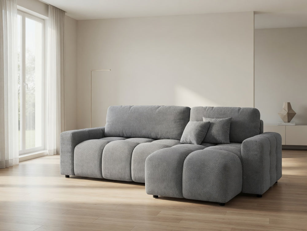 LUKI MODULAR L-SHAPED RIGHT HAND FACING CORNER SOFA BED - GREY